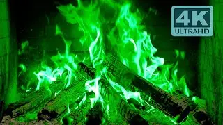 Haunting Green Fireplace: Spectacular 4K Halloween Visuals for 2024 🔥