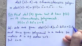 Quick Way Of Finding Determinant When Only Characteristic Polynomial Is Given