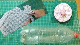 Creating the Unique with a Plastic Bottle and Guipure.The beauty of a plastic bottle and guipure