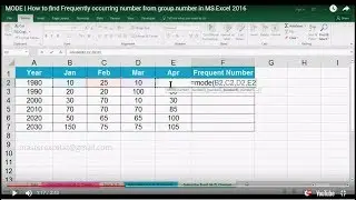 Mode function example in excel