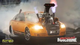 FIRE BREATHING TWIN TURBO & SUPERCHARGED AUDI BURNOUT AT MOTORVATION 37