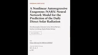 A Nonlinear Autoregressive Exogenous (NARX) Neural Network Model for the Prediction o... | RTCL.TV