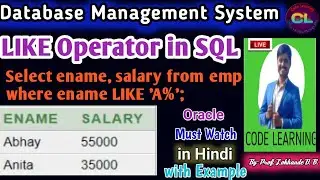 LIKE Operator in SQL  |LIKE Keyword in SQL |LIKE Keyword |LIKE Operator |LIKE |Code Learning