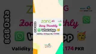 Zong Monthly Whatsapp Package Rs. 174 PKR | 8GB | What Information