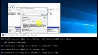 Create Mount and Detach Virtual Hard Disk VHD using Disk Management & Diskpart command windows 10