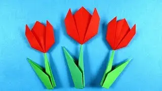 Easy Paper Tulip 🌷 Origami Flower