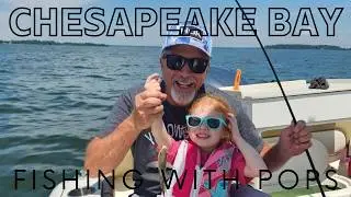 Daughter Fishing with Grandpa on the Chesapeake Bay