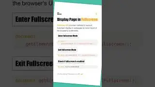 Display Page in Fullscreen #javascript #coding #frontend