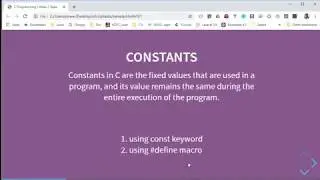 What are Constants in C Pragramming