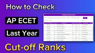 AP ECET Last year Cutoff Ranks || College wise Seat Allotment