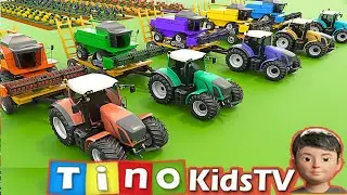 Farm Vehicles for Kids Harvesting and Washing Crops | Harvester Tractor Uses for Children