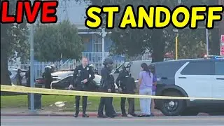 Live: Officer Involved Shooting, SUSPECT HIDING! 