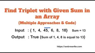 Triplet Sum in Array | Find a Triplet with the Given Sum in an Array | Programming Tutorials