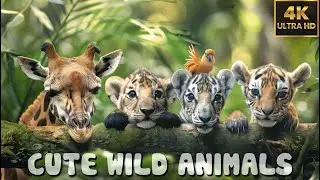 CUTE WILD ANIMALS - 4K(60FPS) Nature Relaxation Films | 8 Hours Jazz Music ♫