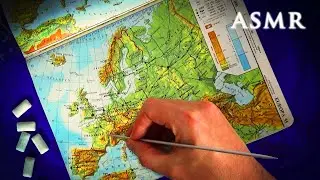 ASMR Map Tracing + Gum Chewing | European Routes 1968