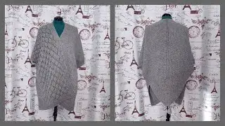 Пончо-шаль спицами из пряжи Alize Alpaca Royal New.