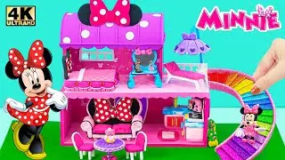 Build Minnie Mouse Funhouse has Cute Bow Sofa, Rainbow Slide from Polymer Clay | DIY Miniature House