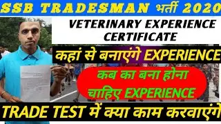 SSB Veterinary Experience Certificate केसे बनाय|SSB Veterinary Trade Test 2023 | 