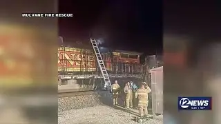 Train catches fire in Mulvane