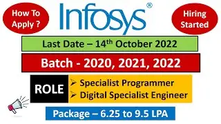 Infosys Off Campus Hiring Started | 2020, 2021, 2022 Batch | Eligibility | salary 6.25 & 9.5 LPA