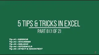 5 Simple Tips & Tricks in MS Excel | Part 8_1| ISERROR|ISNUMBER| ISFORMULA| ISBLANK | ISTEXT