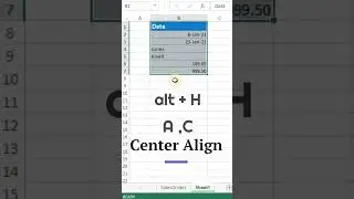 Keyboard shortcut to center-align cell content in MS Excel #computerexcel #excel