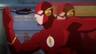 Flash and Superman run away from Omega-Rays | Justice League: War