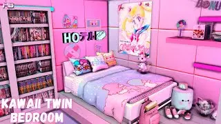 🌸 KAWAII TWIN BEDROOM + CC & DOWNLOAD | Sims 4 Speed Build