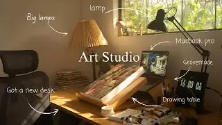 Aesthetic Traditional art desk tour