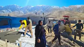 🚜🏢Innovative Concrete Roof Construction in Amir's Family Village Home