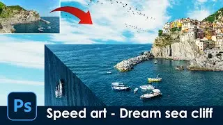 Create a sea cliff in Photoshop [Photoshop speed art] |creative flair