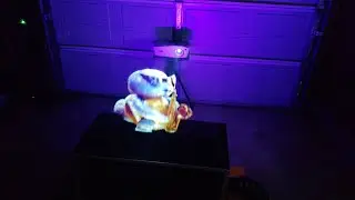 Squirtle Saxophone Hologram Projected On A Fog Machine