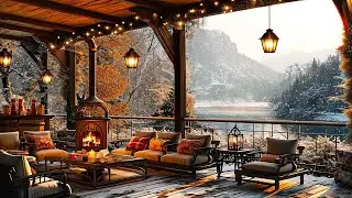 Cozy Winter Coffee Shop Ambience ⛄ Smooth Jazz Background Music & Crackling Fireplace to Relax, Work