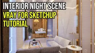 vray hdri night interior sketchup render