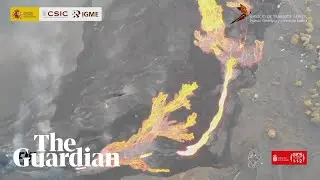 La Palma volcano: drone footage reveals massive river of lava