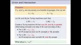 Automata Theory - Properties of Recursively Enumerable Languages