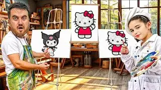 ELİF SİNEM HELLO KİTTY VS KUROMİ EN İYİ ÇİZEN KAZANIR !! KİM KAZANDI ??