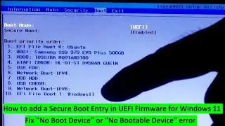 How to add Boot entry in UEFI  Windows 11 | Fix No Boot Device error on Windows Computer