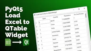 PyQt5 QTableWidget tutorial: Load Excel data into Table Widget [Python, openpyxl, PyQT5]