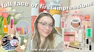 TRYING *VIRAL* SEPHORA PRODUCTS | new makeup and skincare, worth the $$?