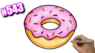 Как нарисовать красивый Пончик Donut простым способом. Рисуноки для срисовки №543
