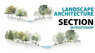 Landscape Architecture Section in Photoshop | Free watercolor trees