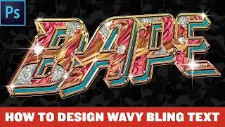 How To Design WAVY BLING TEXT (Full PHOTOSHOP Tutorial) Iced Out No Limit Style Graphics