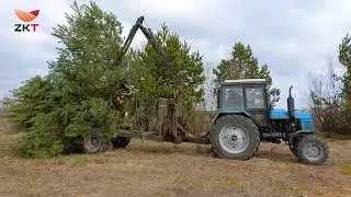 Валочная головка ZKT-TMK 200 на базе лесовозной тележки