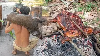 Wow! Roasted Big Wild Pig Eating So Very Delicious