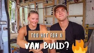 BUILDING A VAN IN 110°  | Van Build Series Week 1 | subfloor, insulation, furring strips, & wiring