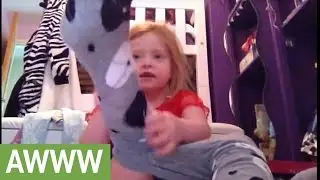 Little girl adorably explains how to put on tights