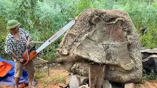 This Crazy Man Turns A Rare Giant Log Into A Giant Table / Woodworking Is Extremely Dangerous