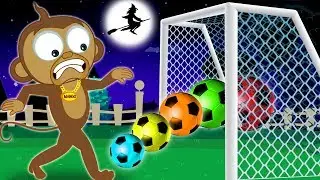 SPOOKY SOCCER GAME | Colorful Soccer Balls & Funny Monkey | Learning Cartoons for Kids