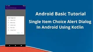 Single Choice Alert Dialog In Android Using Kotlin